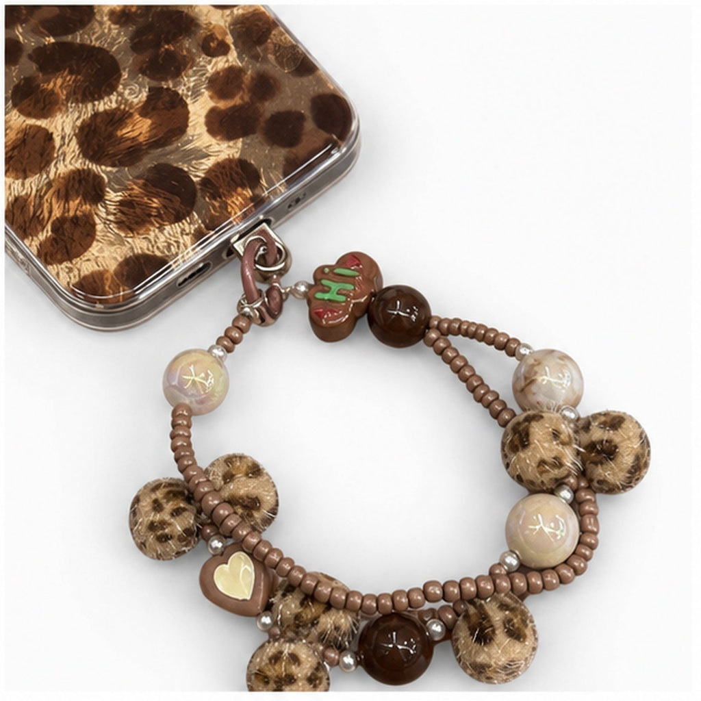 Leopard Muse Charm Strap Case for iPhone