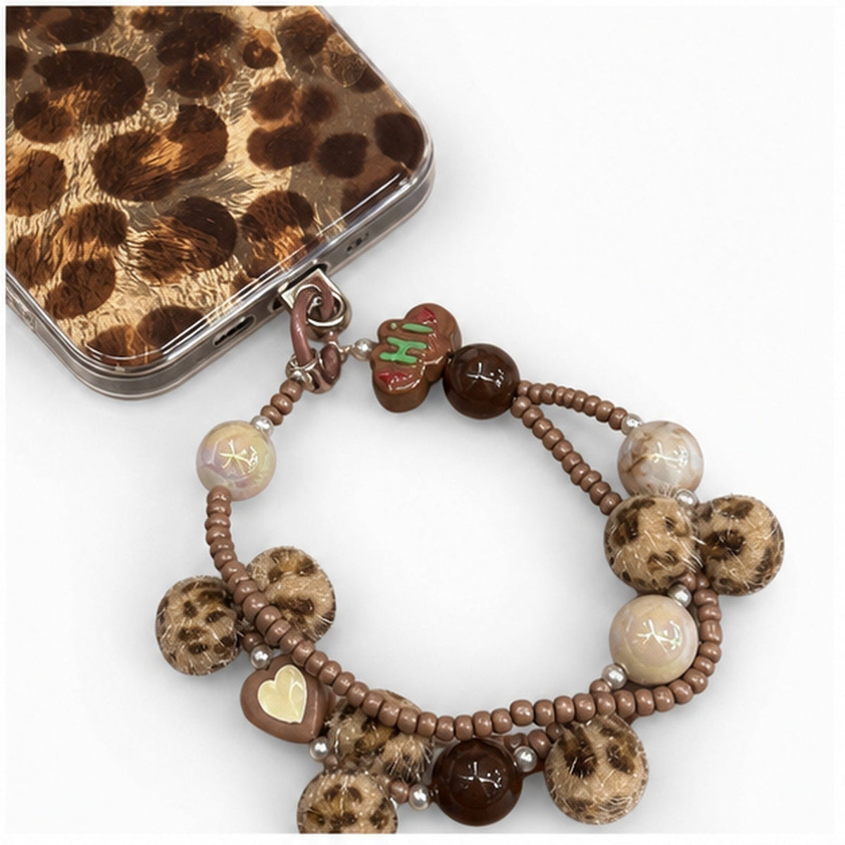 Leopard Muse Charm Strap Case for iPhone