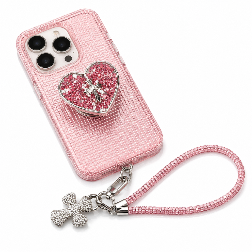 Crystal Heart Grip Case for iPhone